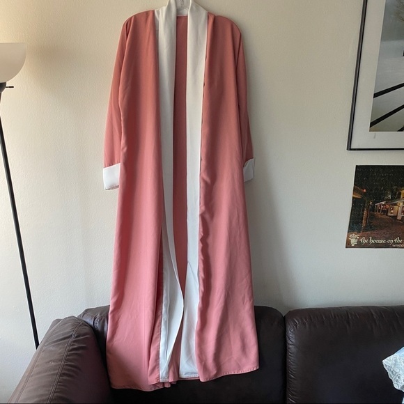 Peach with white border long kimono/robe size XL - Picture 1 of 4